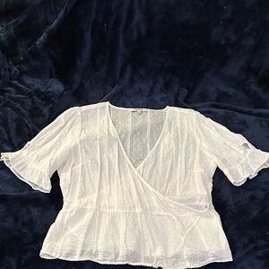Madewell Cotton White Wrap Top